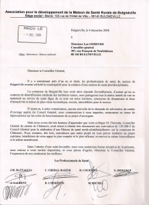 Lettre de l’Association pour le développement de la Maison de santé Rurale de Bulgnéville - 4 décembre 2008