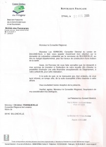 Lettre du Président du CG au Maire - 29 avril 2009